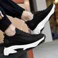 thumbnail image 6 of Lusa Mens 2.36 Inch Invisible Height Increasing Athletic Shoes Lightweight Mesh Breathable on Walking Shoes Simple Solid Color Low Top Lace-Up Running Sneakers Black 37, 6 of 7