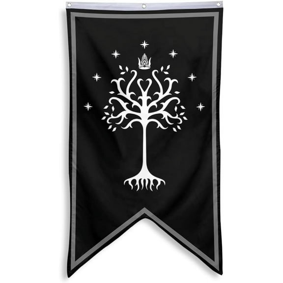 DianYu Tree of Gondor Banner Flag 30x50 Inch Man Cave Home Office Bed Room Decor (Black)