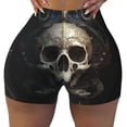thumbnail image 2 of Haiem Gold Pattern Skull No Front Seam Biker Shorts for Women Yoga Workout Gym Bike Shorts with Tummy Control Moisture-Wicking-XX-Large, 2 of 9