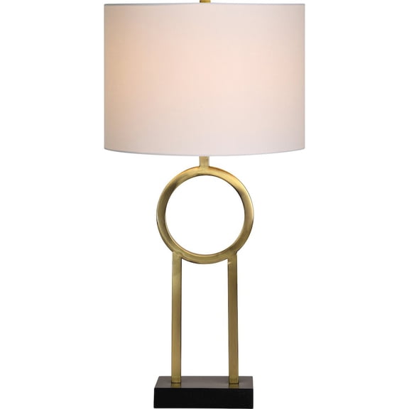 Renwil Burlington 1-Light Modern Metal Table Lamp in Brass & White (Set of 2)