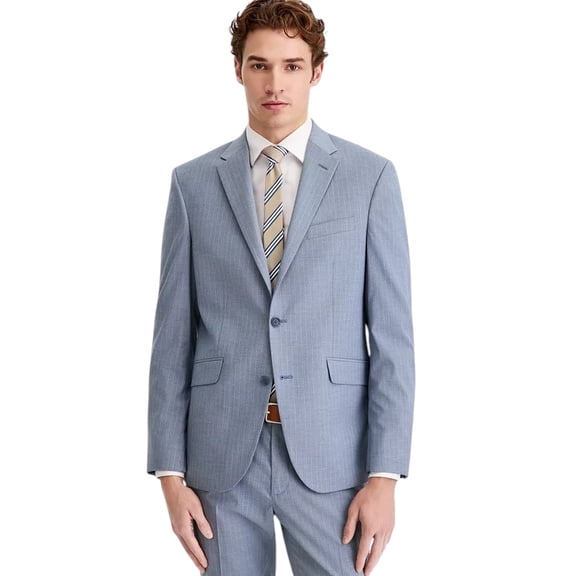 Kenneth Cole Mens Slim fit Suit Jacket Blazer 48 R Light Blue Pinstripe