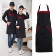 thumbnail image 4 of Delantal de cocina con cuello halter y bolsillos de remolque, delantal de cocina unisex, ropa de camarero (negro), 4 of 8