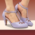 thumbnail image 4 of Chase & Chloe Women's Pepper Mary Janes - Vintage Cutout Low Kitten Heels Retro T Strap Pumps, 4 of 5