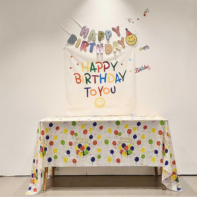 Mantel de plástico rectangular con globos de colores - 2 manteles desechables para fiestas, feliz cumpleaños, decoraciones para baby shower 108 X 54 Inc