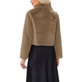 thumbnail image 3 of INSPIRE CHIC Dressy Faux Fur Coat for Women's Cropped Snap Button Winter Wedding Fluffy Jackets XS Khaki, 3 of 6