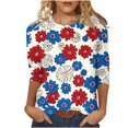 thumbnail image 2 of Fourth of July Decoration,Buy Again My Orders,Cadancy Plus Size Tops for Women Clearance,Loose Fit Elbow Sleeve Tees Color Blouses Casual,Loose Graphic Tees ,Playeras De Mujer Cuello,Blue 5X, 2 of 5