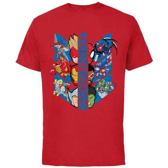 Marvel Mech Strike: Mechasaurs Avengers Armed for Combat - Short Sleeve Cotton T-Shirt for Adults - Customized-Red