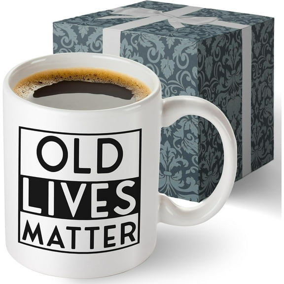 Old Lives Matter Mug Old Lives Still Matter Gifts for Men Old Lives Still Matter Coffee Mug 11oz Gifts for Elderly Men Dad Grandparent Over The Hill Gag Gifts 60th 70th Senior Birthday Gifts - White