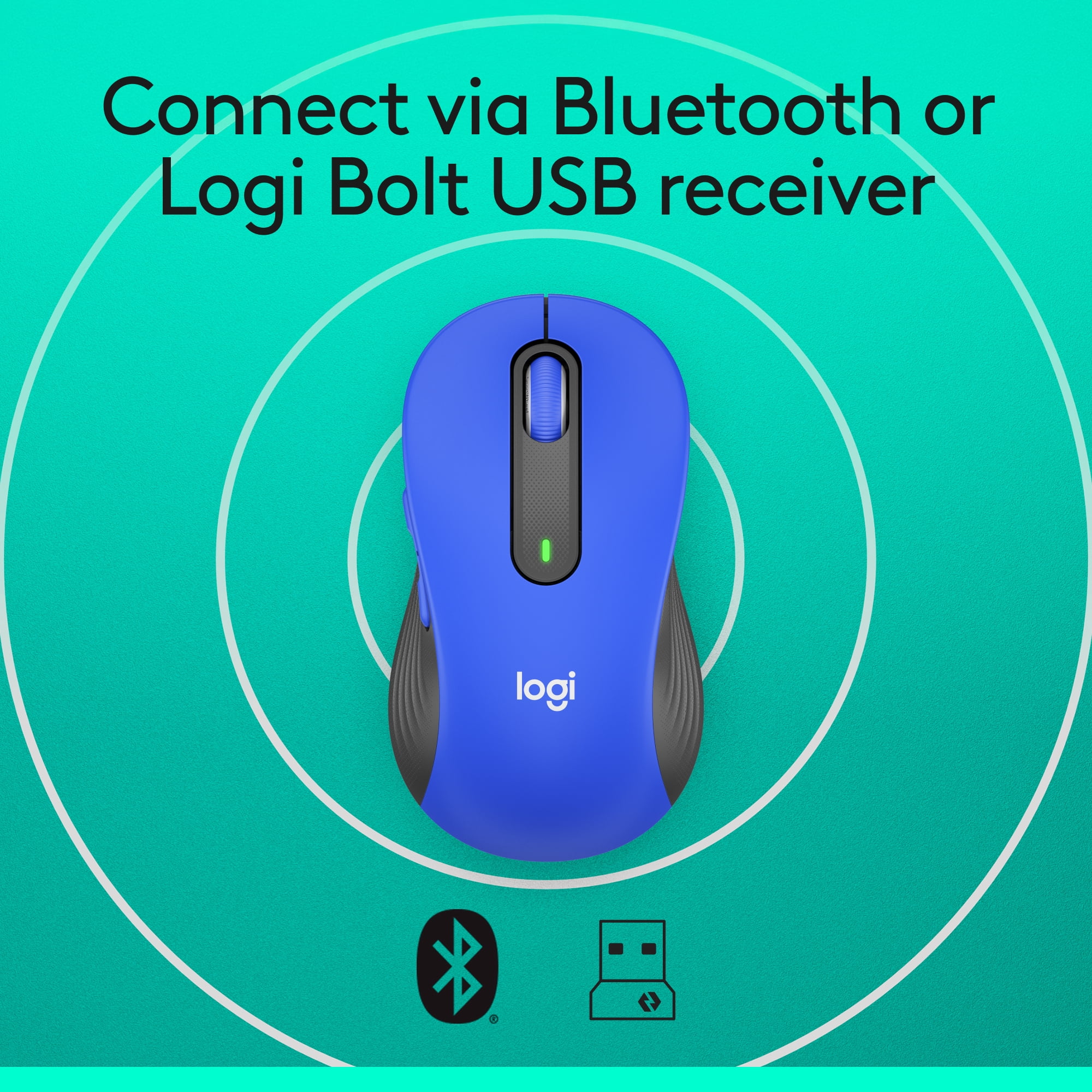 Logitech Signature M650 L Full Size Wireless Mouse - For Large Sized Hands, 2-Year Battery, Silent Clicks, Customizable Side Buttons, Bluetooth, Blue