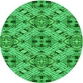 thumbnail image 1 of Ahgly Company Machine Washable Indoor Round Transitional Neon Green Area Rugs, 7' Round, 1 of 7