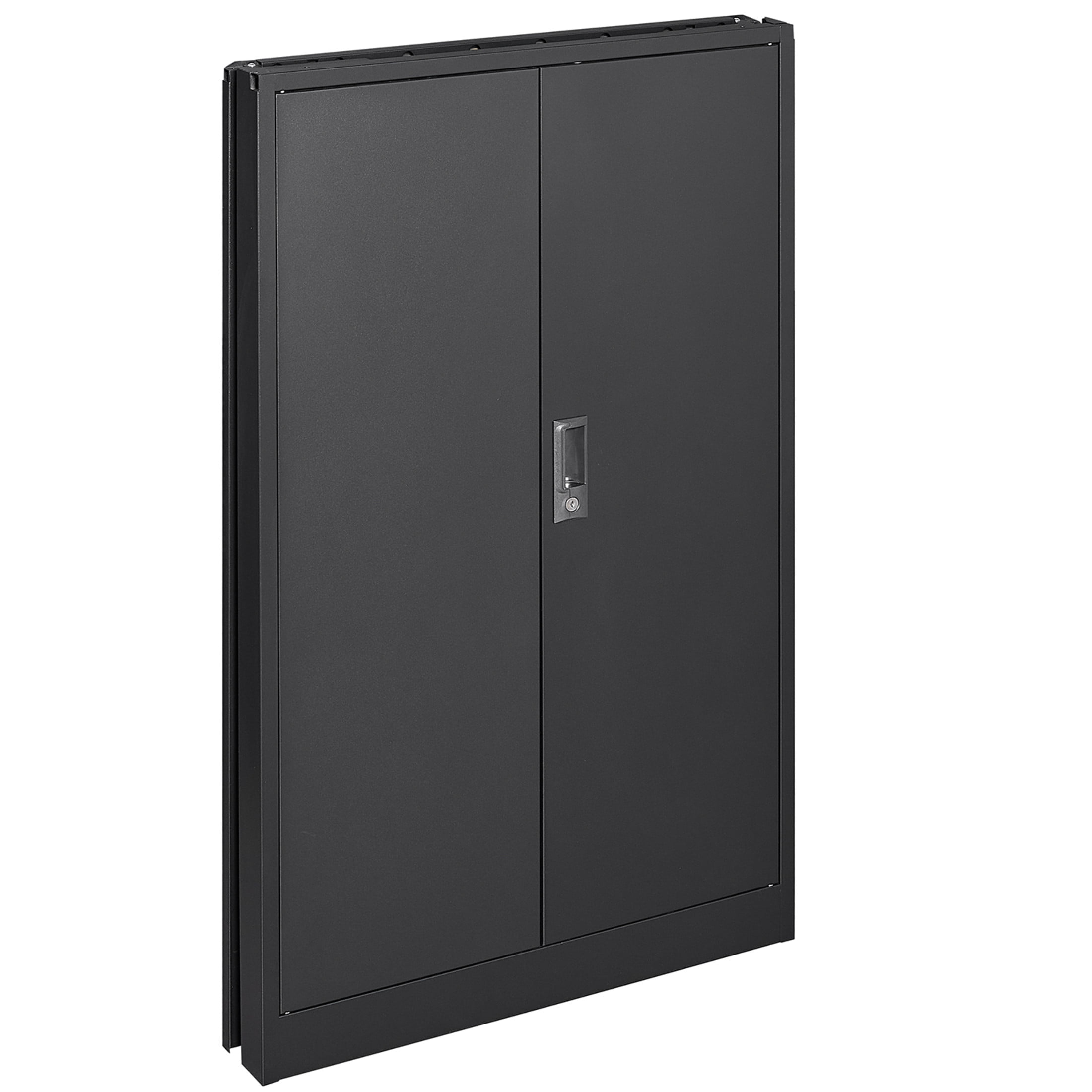 Noble House 42" Metal Folding Storage Cabinet with Locking Doors, Adjustable Shelf for Home Office, Black