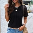 thumbnail image 6 of NJGRAE Womens Tops Summer Short Sleeve Graphic Tees Women Women's Solid Color Temperament Fashion Casual Round Neck Short Sleeve T Shirt Watercolor Print Relaxed Fit M, 6 of 9