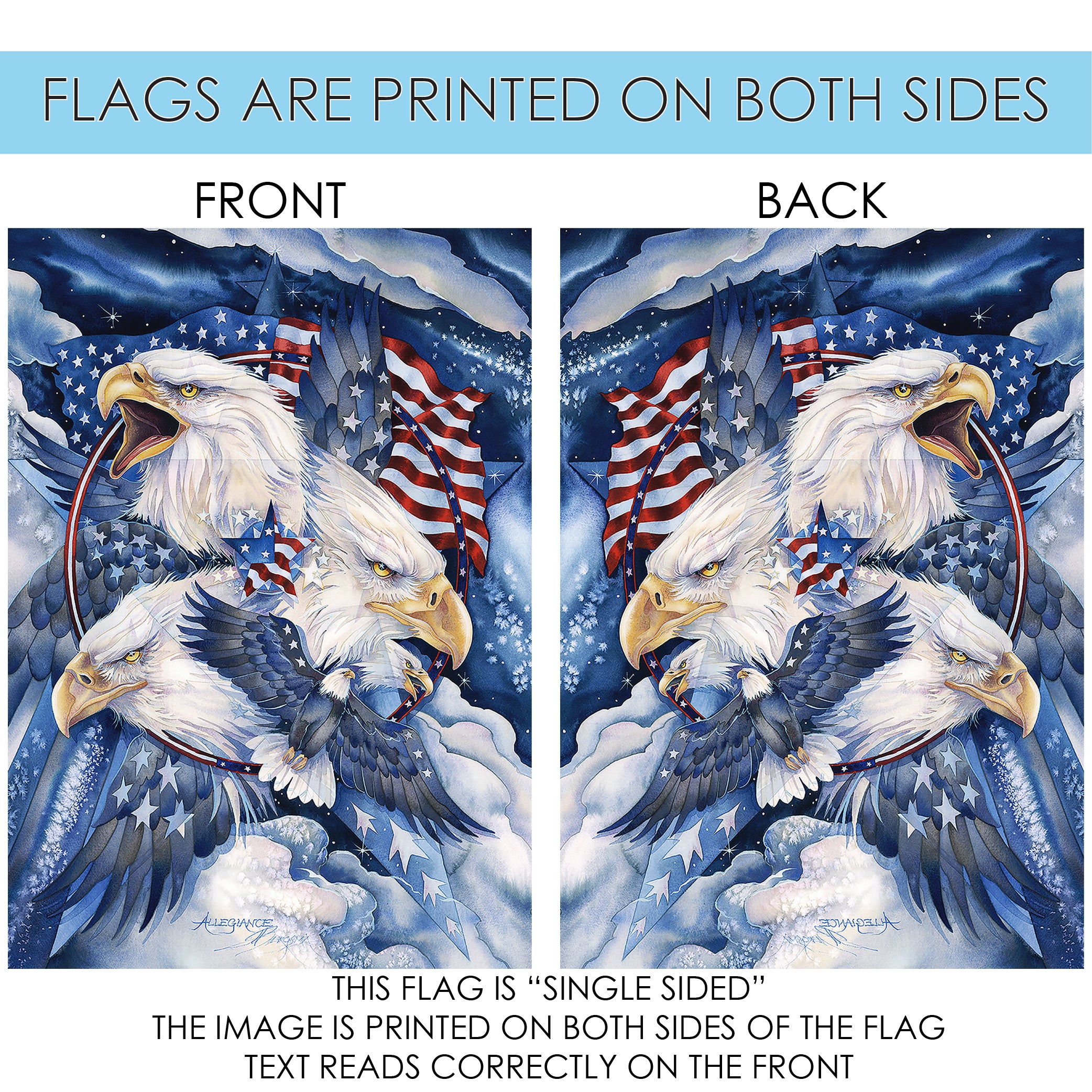 Toland Home Garden Fierce Allegiance Eagle Patriotic Flag Double Sided 12x18 Inch - image 5 of 5