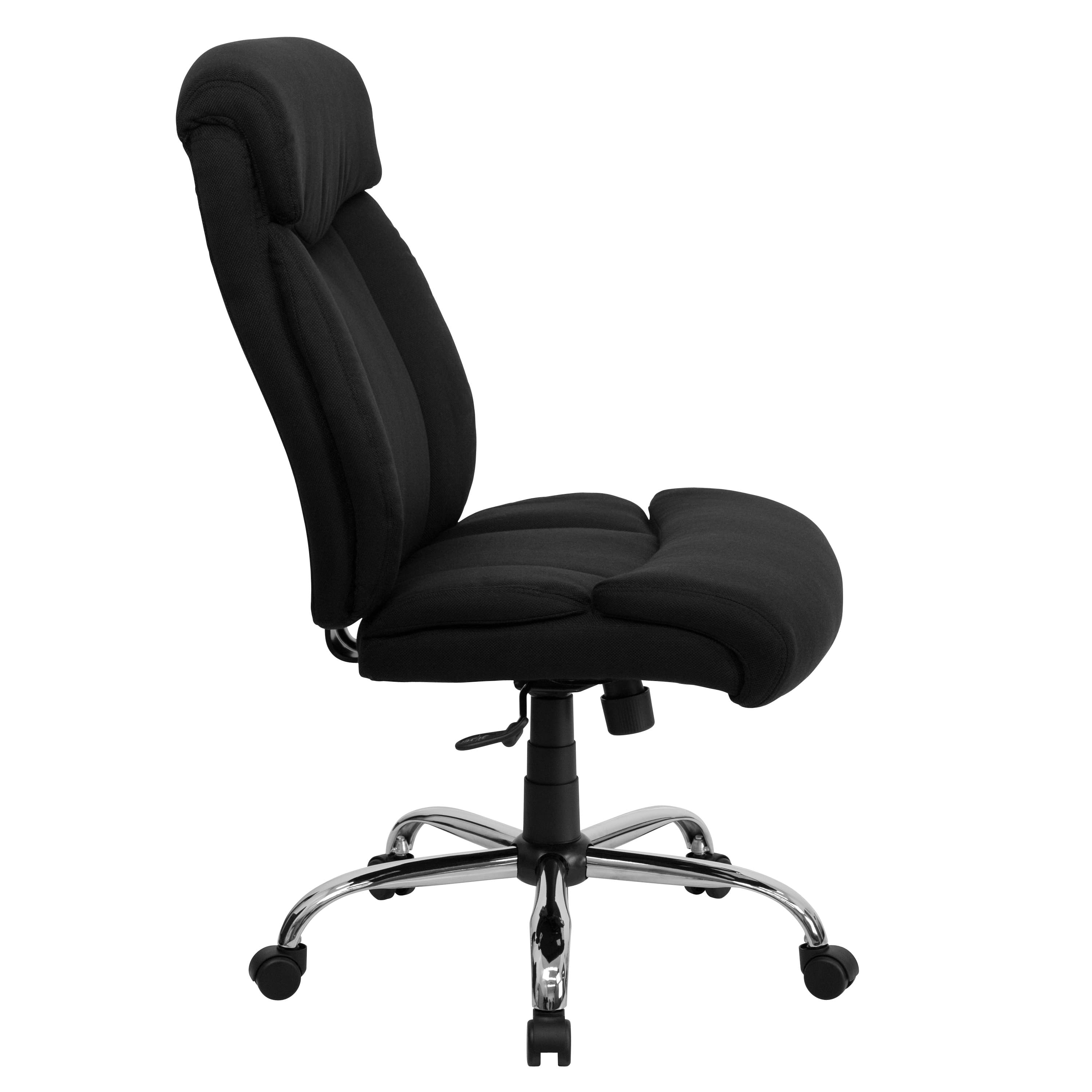 Emma + Oliver 400 lb. Big & Tall High Back Black Fabric Full Headrest Ergonomic Office Chair
