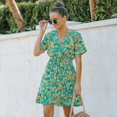 thumbnail image 1 of Robe d'Été pour Femmes Jupe à Fleurs Robe à Manches Courtes pour Femmes Robe pour Femmes 2023 Robe en Mousseline pour Femmes, 1 of 5