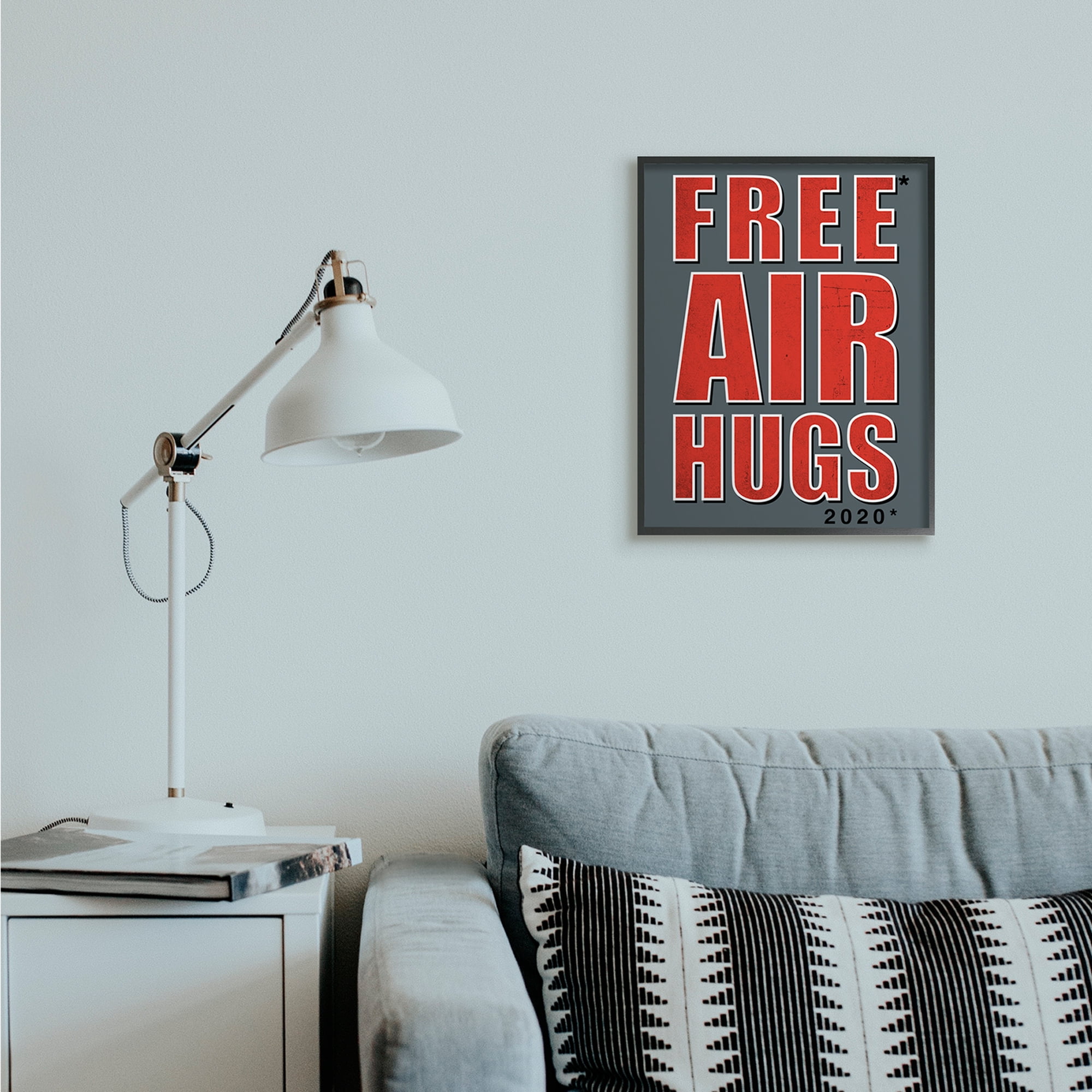Stupell Industries Free Air Hugs Phrase 2020 Reference Blue Red Black Framed by Buck Wear