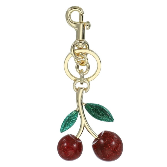 Uxcell Cherry Keychain for Women Bag Purse Charm Cute Cherry Accessories with Key Rings and Clip for Handbag Keys Red-Light Gold