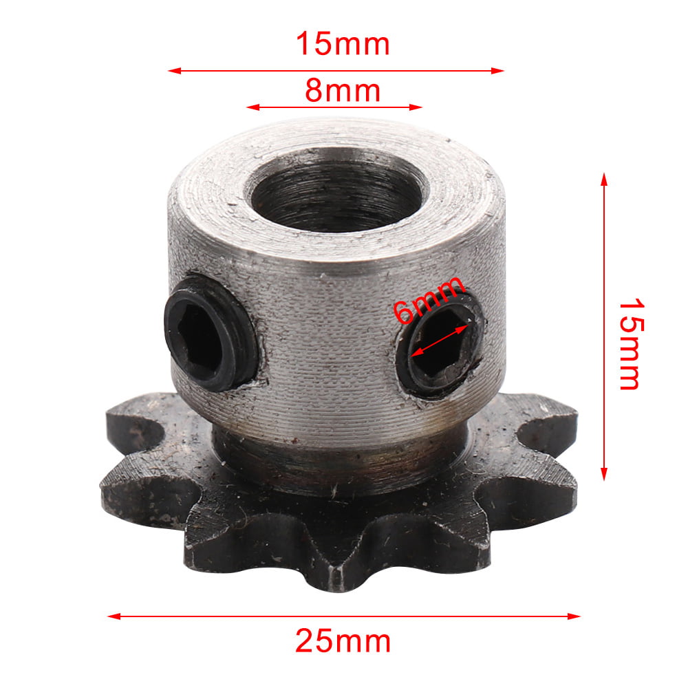 15 Tooth Cast Steel Roller Chain Plate Small Sprocket 6mm D‑Bore Hole for DIY Project