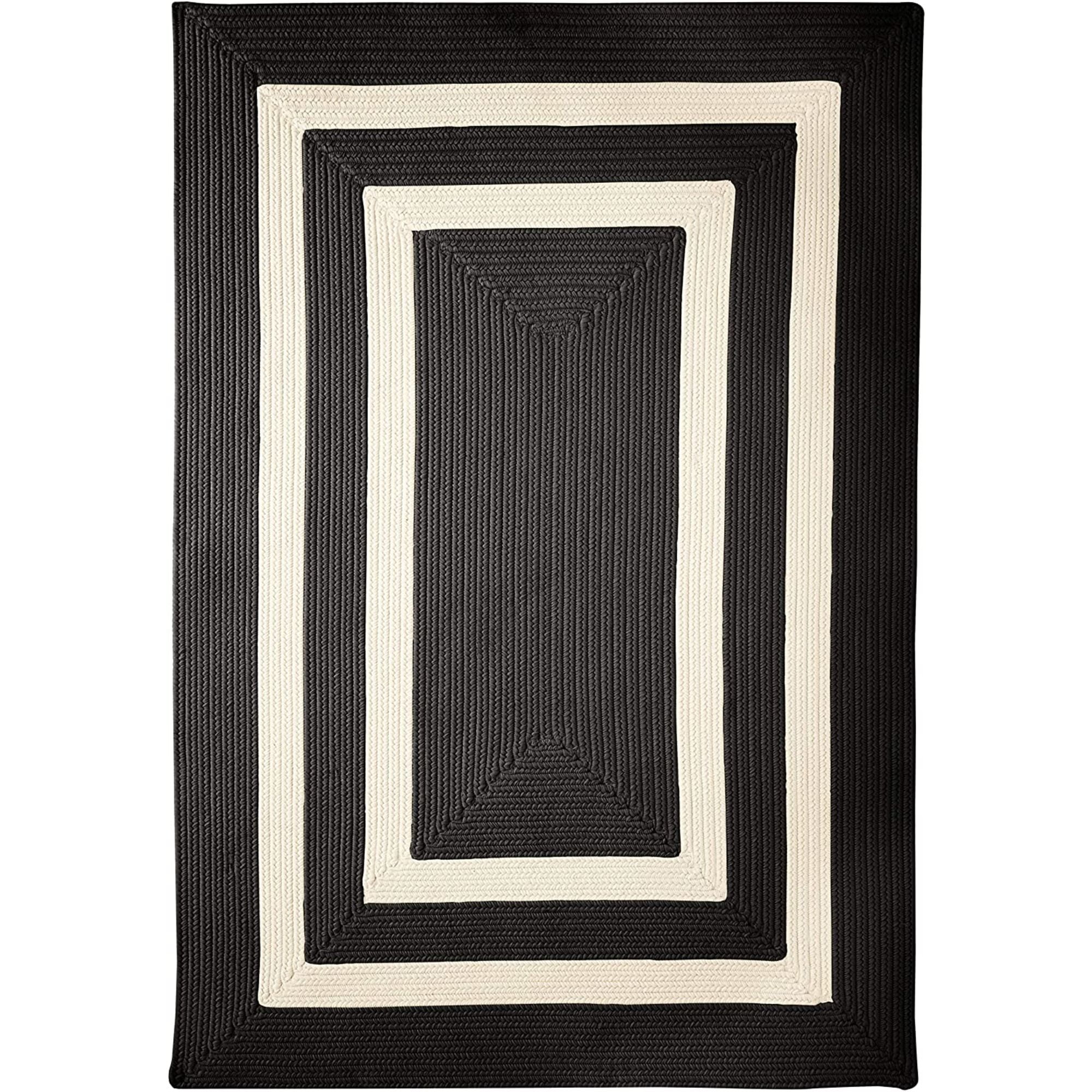 1.1' x 1.4' Black and White Contemporary Area Throw Rug Sample