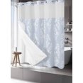 thumbnail image 3 of No Hook Shower Curtain with Snap-in Liner, Light Blue Botanical Waterproof Fabric Bathroom Curtains, Pastoral Elegant Spring Floral Bath Curtains & Mesh Top Window 66"x72", 3 of 9