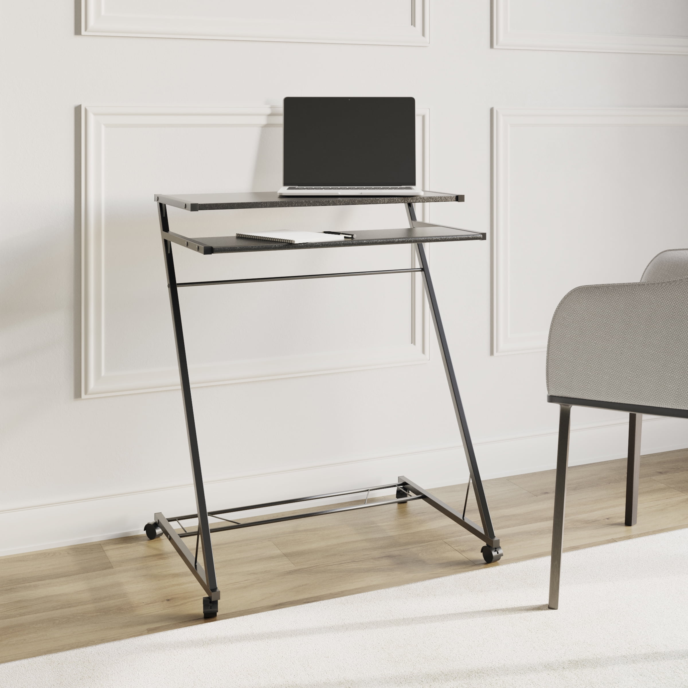 Lavish Home Rolling Laptop Cart with Casters for Mobility (Black)