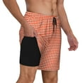 thumbnail image 3 of Balery Orange Gingham Mens Swim Trunks Swim Shorts for Men Quick Dry Inseam Beach Shorts with Compression Liner Pocket-3X-Large, 3 of 9