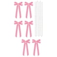 thumbnail image 2 of WWC Christmas Bows Set, 12 pcs Pink Velvet Bows with 16.4 ft Faux Pearl Bead Chain, Christmas Tree Decorations for Party Gift Wrapping and Wedding, 2 of 8