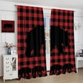 thumbnail image 4 of Plaid Bear Blackout Curtains Rustic Red Black Buffalo Plaid Bear Silhouettes Vintage Farmhouse Wildlife Art Print for Bedroom Living Room Bathroom Decor Rod Pocket Window Drape 84x84in, 4 of 6