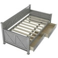thumbnail image 7 of Bed Frame Twin Size Daybed with 2 Large Drawers, X-shaped Frame, Modern and Rustic Casual Style Daybed, Gray, 7 of 7