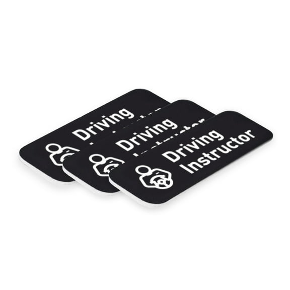Signs ByLITA Driving Instructor Graphic 1 x 3" Name Tag/Badge, Black, (3 Pack)