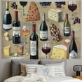 thumbnail image 2 of Orinice Wine Cheese Bottle Tapestry Wall Hanging Unique Style Graphic Tapestries Home Wall Decor Art for Living Room Bedroom Apartment Dorm Farmhouse, Suitable for Hanging 60x50inch, 2 of 6