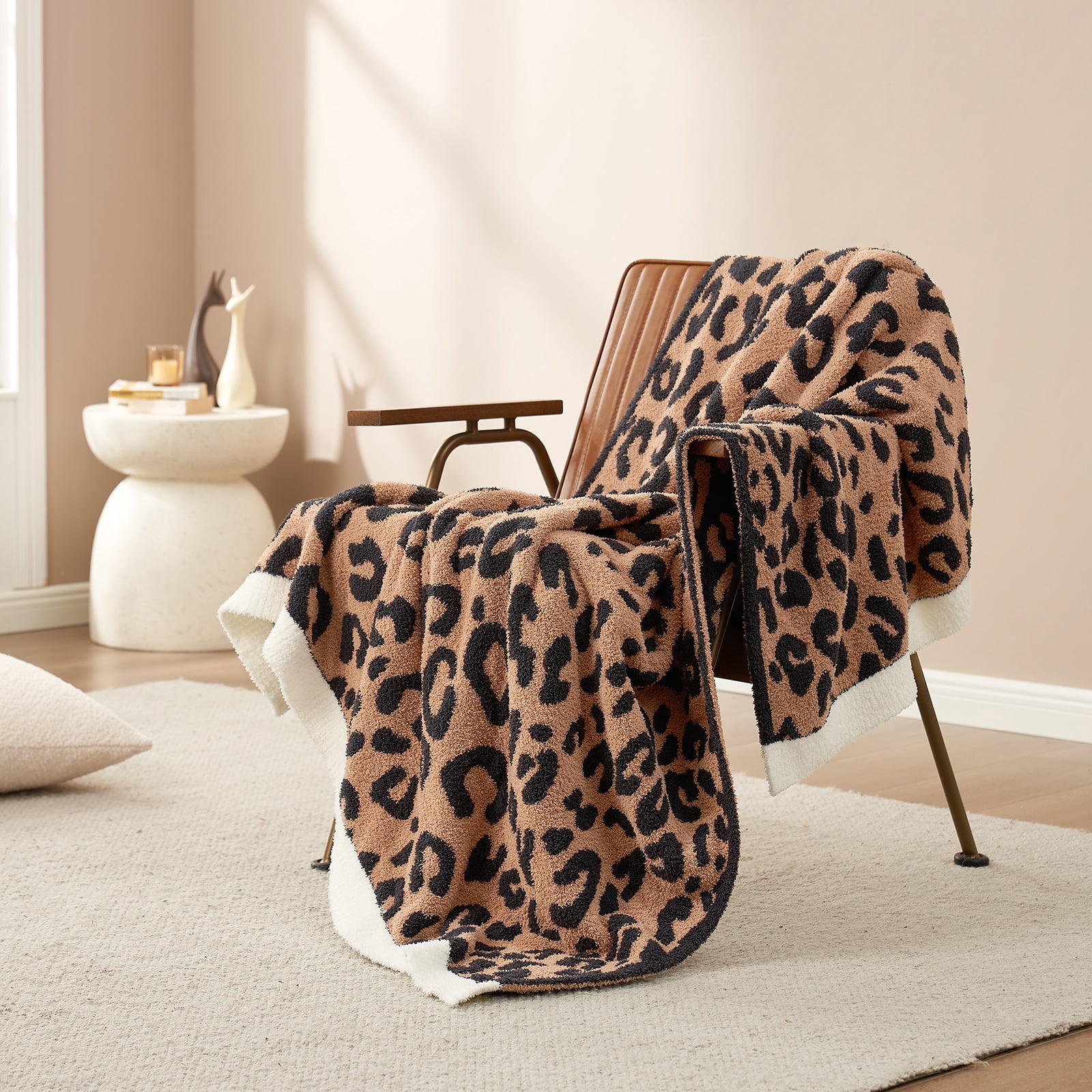 Snuggle Sac Modern Black Leopard Knitted Throws, 50" x 60"