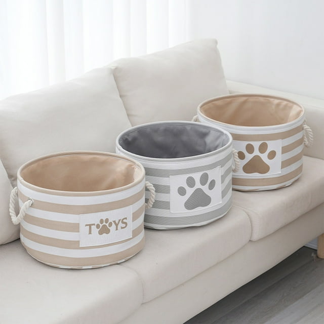 Cesta de almacenamiento de tela plegable - Caja de tela gris/beige de 33x20,5 cm para organización del hogar, juguetes y ropa