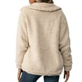 thumbnail image 4 of BiZtdJrK Womens Fuzzy Fleece Jackets Lapel Button Down Long Sleeve Casual Coats Comfy Fall Winter Outerwear with Pockets Beige S, 4 of 8