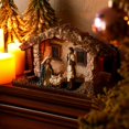 thumbnail image 3 of GHSDFBB Christmas Nativity Scene Indoor with Mossy Stable and LED Light, 12.5'' Manger for Nativity Scene, Village Resin Nativity Creche Stable for Christmas Decor, 3 of 6