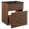 thumbnail image 4 of Pemberly Row 17.5" Modern Wood Wall-Mount Bathroom Vanity in Walnut/Black, 4 of 9