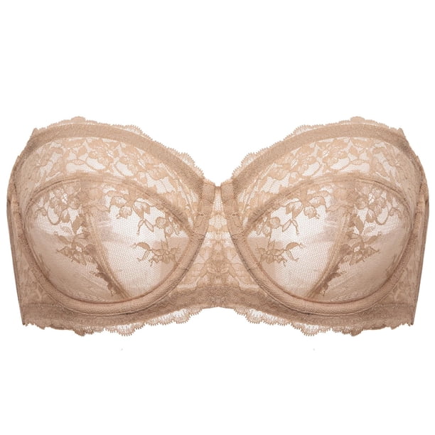 Sostén DOBREVA 40DD Sin Relleno, Sin Tirantes, Convertible, Talla Grande con Encaje