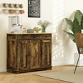 thumbnail image 2 of 39.8" Rustic Brown Sideboard with Solid Wood Top, Kitchen Storage Cabinet with 3 Drawers & Adjustable Shelf (15.8"D X 33.5"H), 2 of 8