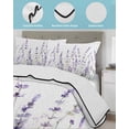 thumbnail image 4 of Quilts Full Size, Lavender Floral Soft Comforter Bedding Set for Bed, Spring Flowers Botanical Plants Lightweight Quilted Bedspread with Pillow Cover(2 Pieces) for All Season, 78x90 Inch, 4 of 6