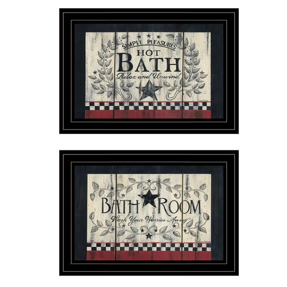 Hot Bath 2-Piece Vignette By Linda Spivey Printed Wall Art Wood Multi-Color