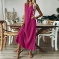 thumbnail image 4 of Tianiyouqing Women's Cotton Linen Dresses Cover Up Going Out Zip Up V Neck Elegant Church Tank Dresses Sleeveless Flowy Comfy Hiking Shift Dresses Hot Pink XXL, 4 of 8