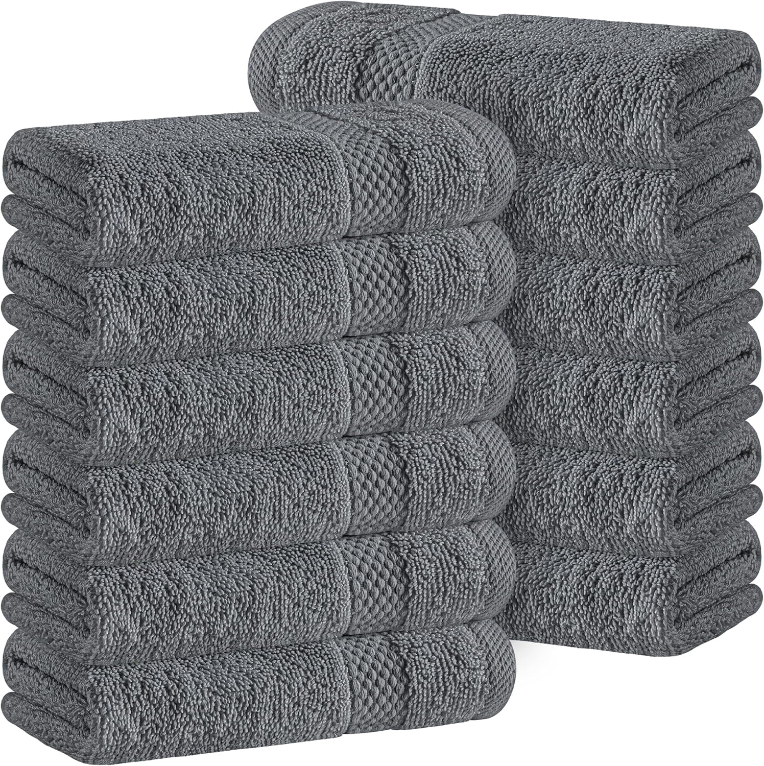 Luxury Cotton Washcloths 13x13 Inch 650 GSM Soft Absorbent Face Towels 12 Pack for Hotel Spa Bathroom Use Taupe