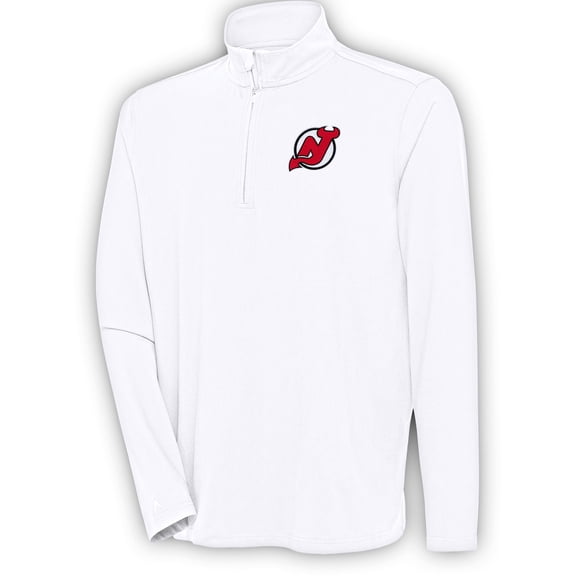 Men's Antigua  White New Jersey Devils Hunk Quarter-Zip Pullover Top