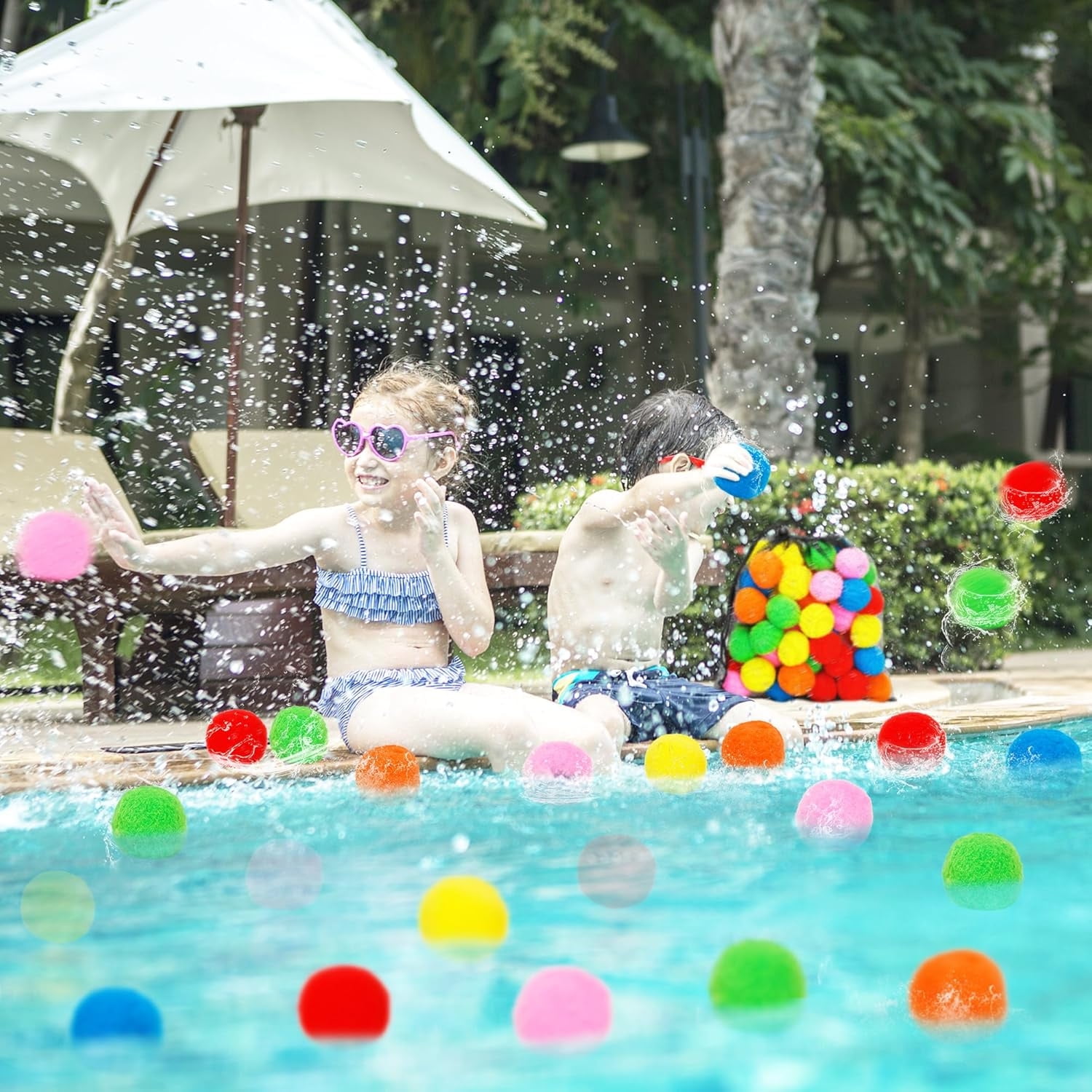 100 Pcs Refillable Water Balls 2.56 inch Reusable Water Balloons Summer Water Toys for Outdoor Water Fight Games, Beach, Pool Games