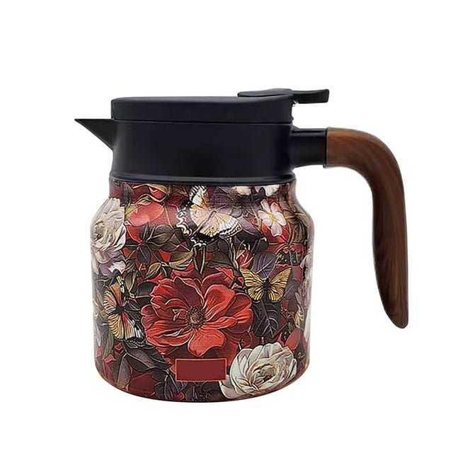 800ml Coffee/Tea Thermal Pot with Built-In Filter, Stainless Steel Insulated Carafe for Hot Beverages, Modern Design for Home/Office, Easy-Clean Spout