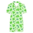 thumbnail image 7 of Moxiu St Patricks Day Pajamas for Women Two Piece Summer Outfit Button Up Short Sleeve Shamrock Printed Pjs Matching Shorts Pajama Set 2025 Multicolor,XL, 7 of 7