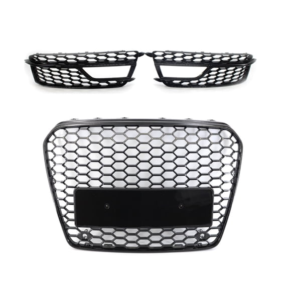 Mescukay For Audi S5 A5 S Line 2013-2016 Honeycomb Front Bumper Grille & Fog Light Grill