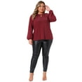 thumbnail image 3 of DARING DIVA Women's Plus Glitter Keyhole V Neck Blouses 1X Burgundy, 3 of 7