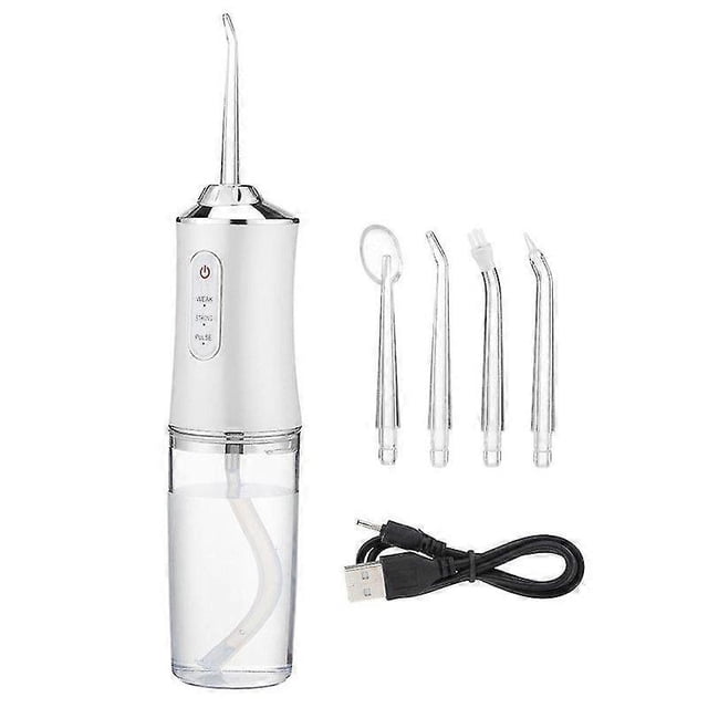 Irrigador bucal portátil, irrigador dental con agua, recargable por USB, 3 modos, 4 boquillas.