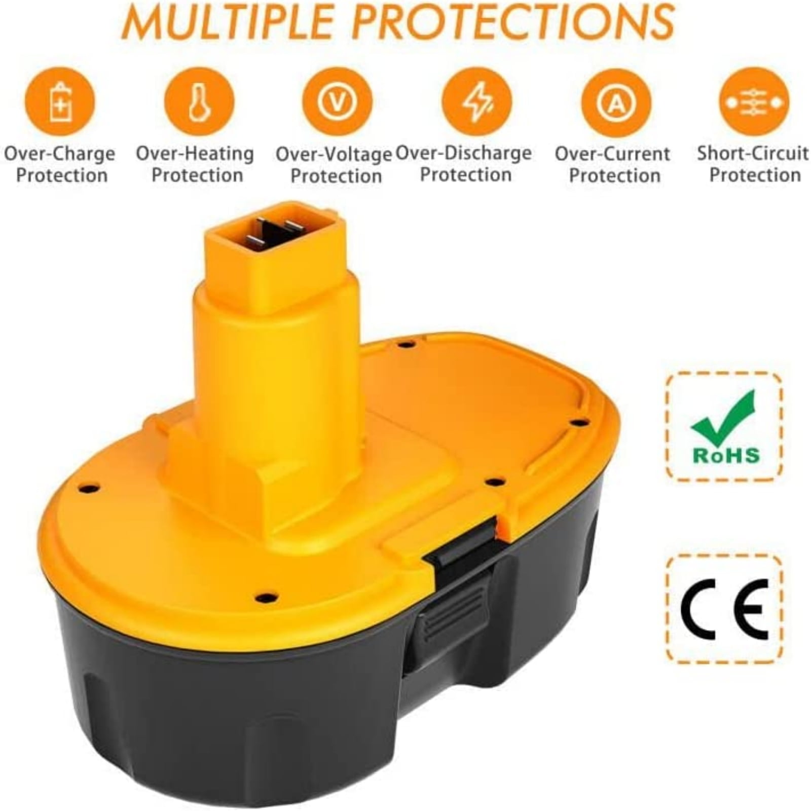 2Packs DC9098 4.0Ah Replacement Battery Compatible with Dewalt 18V Battery Ni-MH DC9096 DC9099 DW9095 DW9096 DW9098 DE9039 Cordless Power Tools